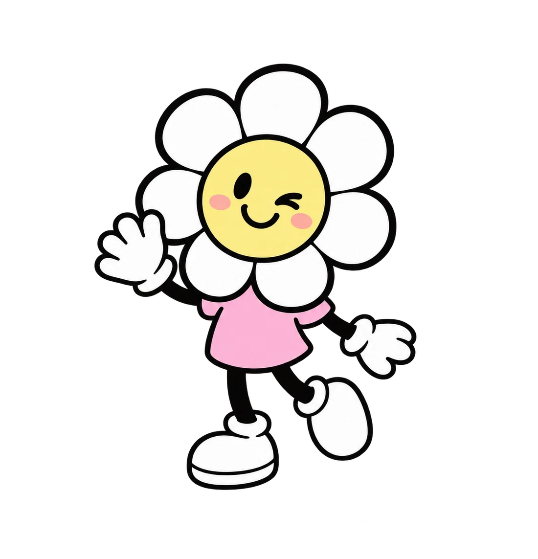Poppy smiling flower mascot