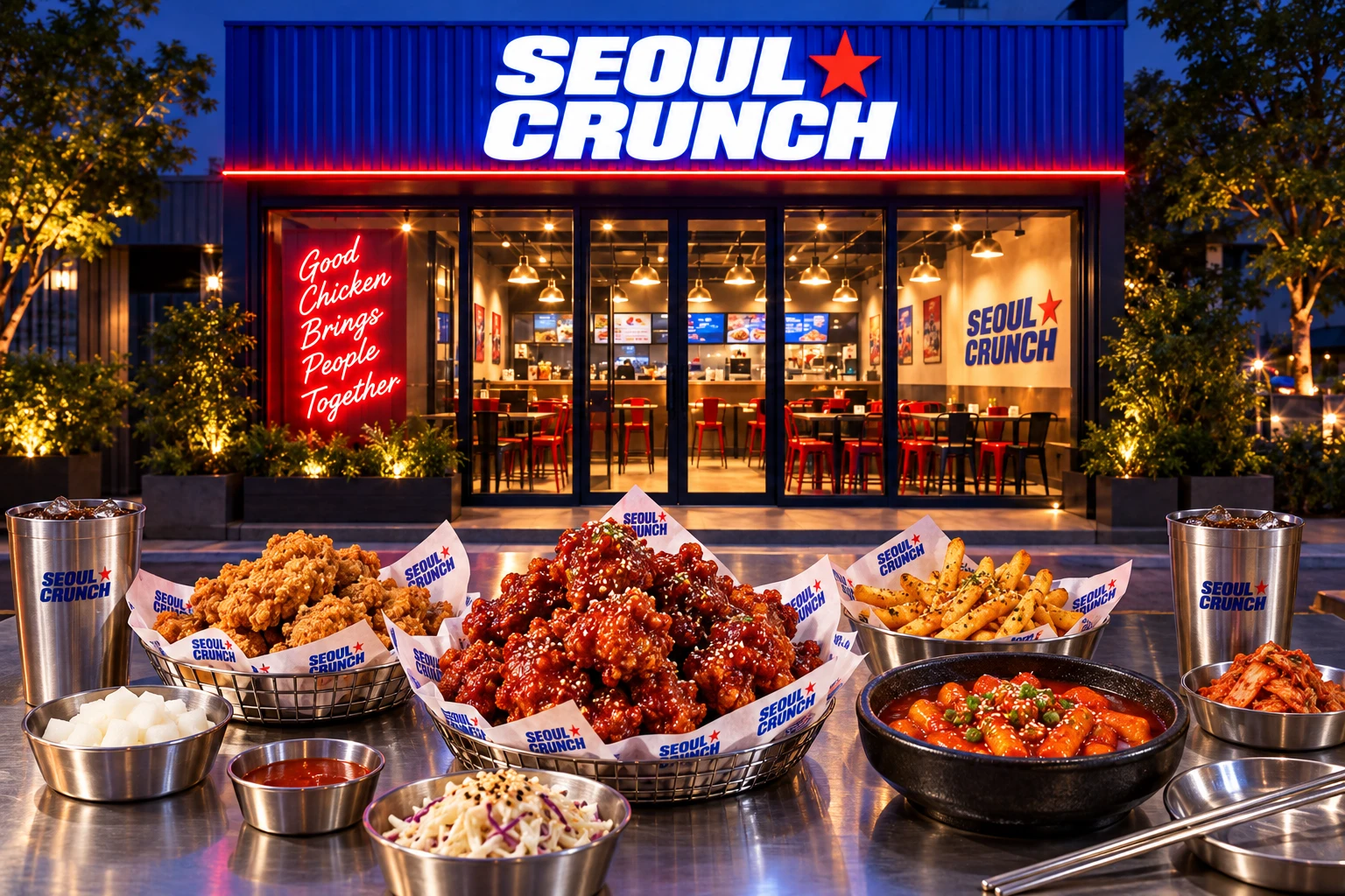 หน้าร้าน SEOUL CRUNCH สมมติช่วงเย็น