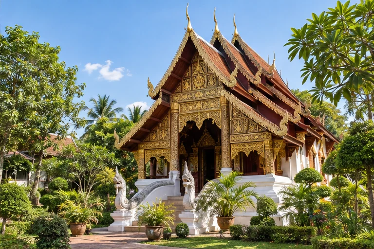 ภาพวัดล้านนาประกอบกิจกรรมสมมติ
