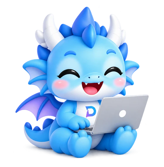 Dragie with a laptop