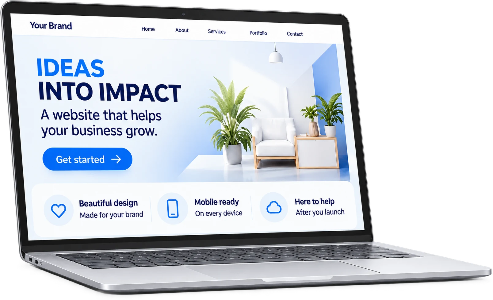 Example website on a laptop